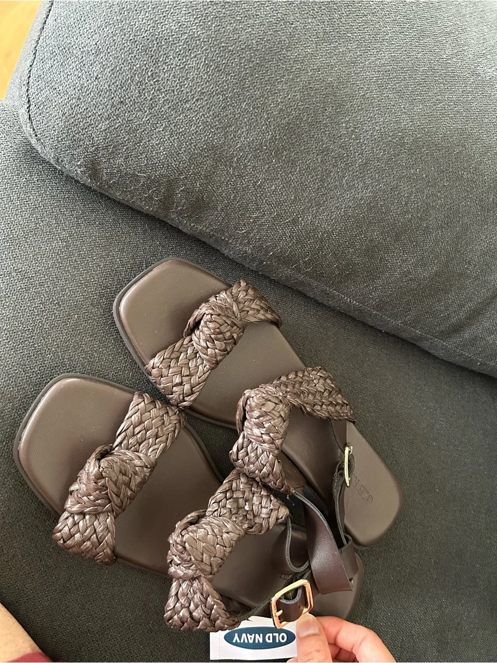 Old Navy Braided Double-Strap Sandals in Dark Brown